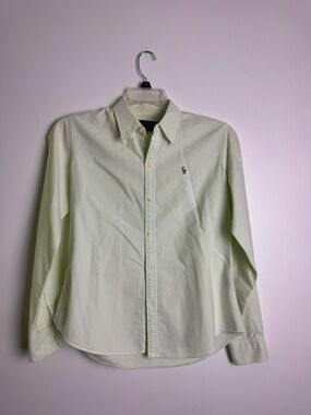 Polo by Ralph Lauren - slim fit Light Green Striped Button-Down Shirt - 10 slim
